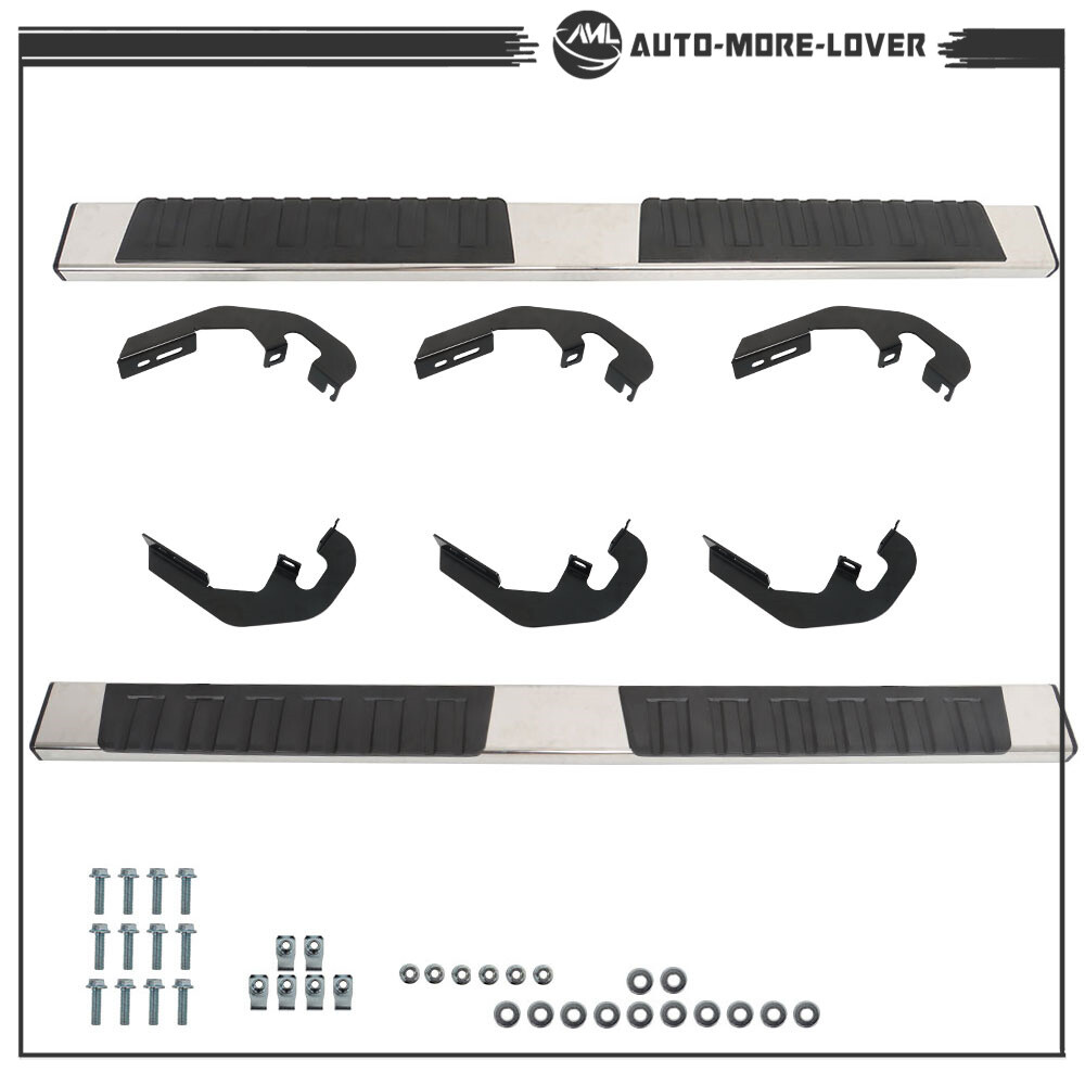6" Running Boards Side Step For 2007-18 Silverado GMC Sierra Double Extended Cab