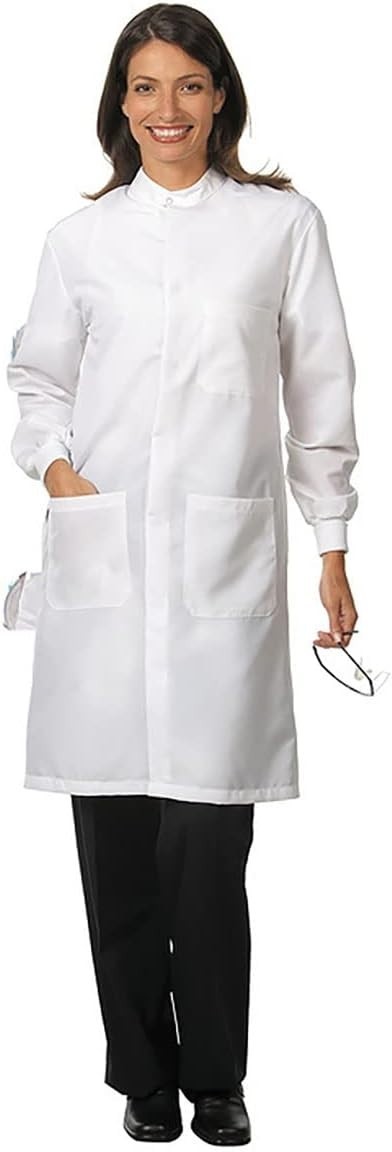 Women’s Fashion Seal 6418 White Lab Coat Size M 14–16 Fluid Resistant Snap Front