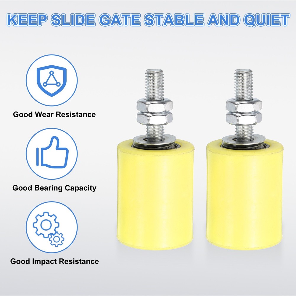 8Pcs Slide Gate Guide Roller, 1-5/8"x2" Nylon Sliding Gate Support, Yellow