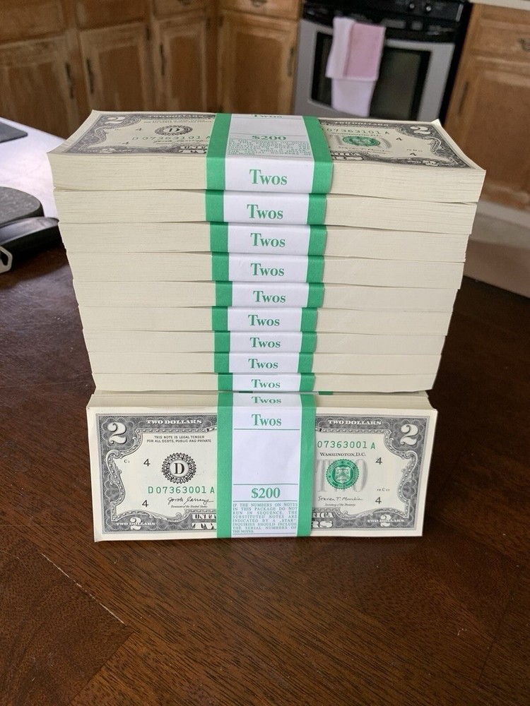 100 TWO DOLLAR BILLS - $2 UNCIRCULATED SEQUENTIAL STRAP-2017A GEM CU