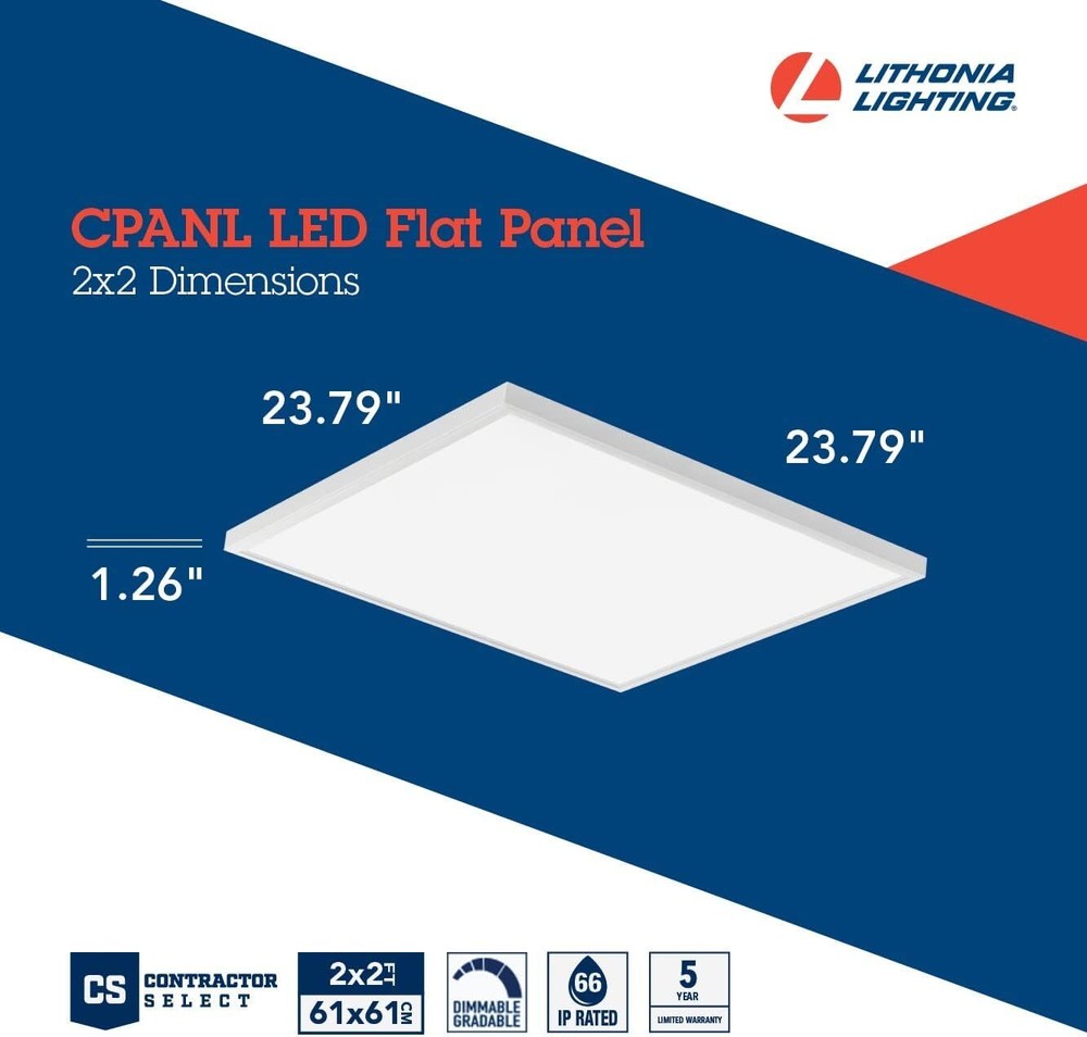 Lithonia CPANL 2x2 LED Flat Panel Light, 2 ft. by 2 ft. LED Light Panel, White