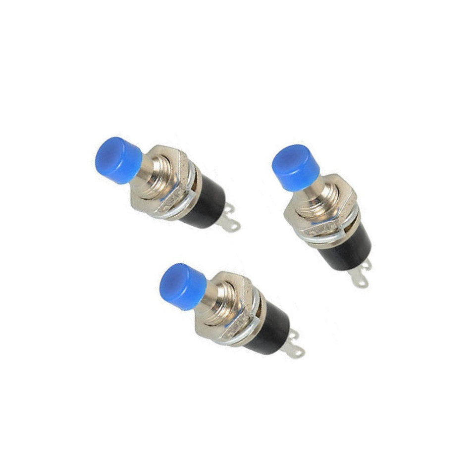 10PCS Blue Lockless ON/OFF Push button Switch Press the reset switch PBS-110
