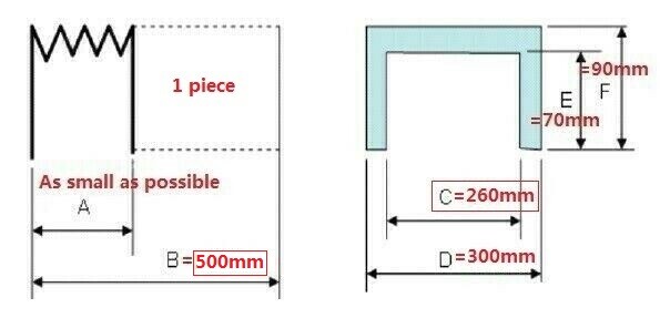 U type machine dust bellow ,inside: width 260mm x height 70mm x Lmax500 mm