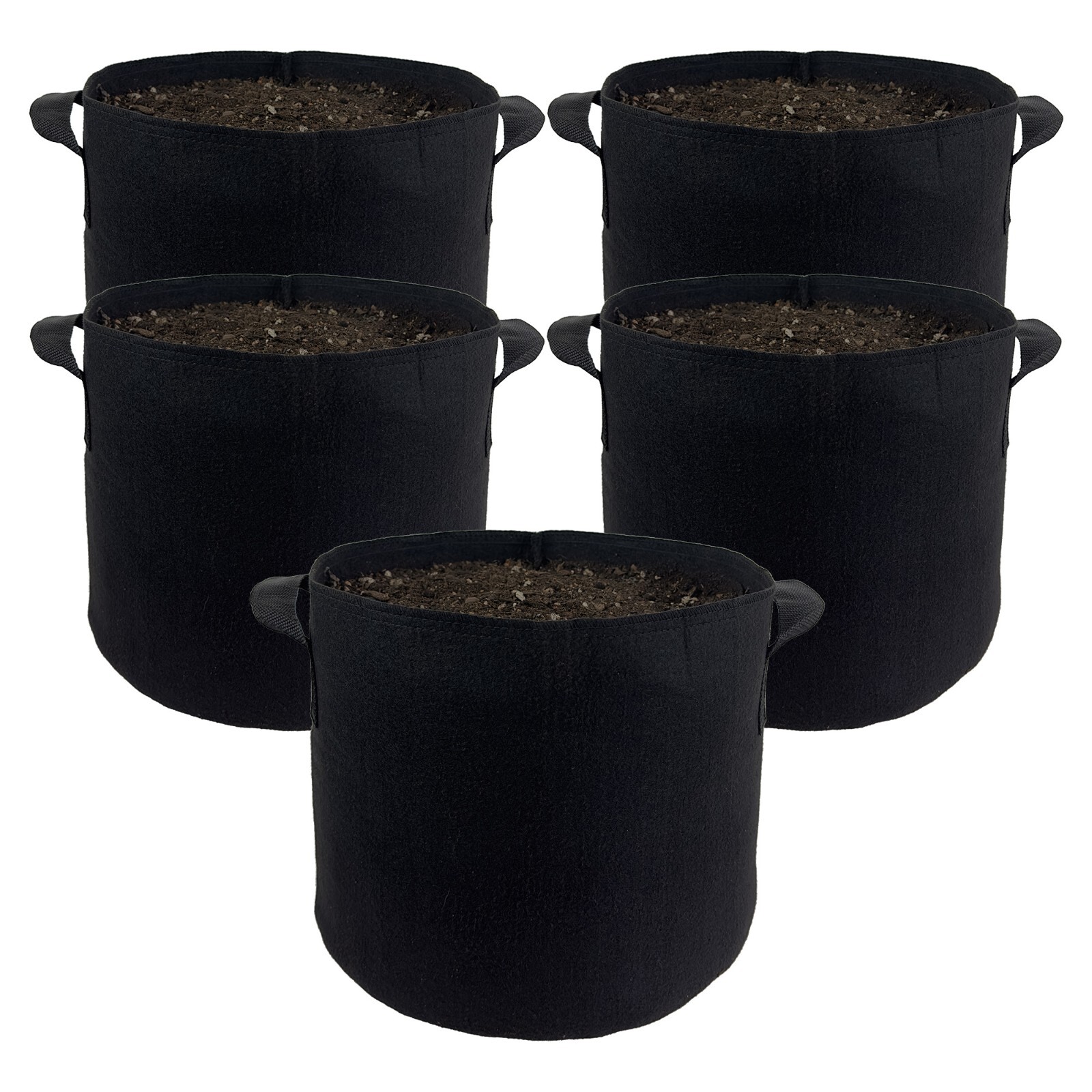 5 Packs Grow Bags Heavy Duty Thickened Nonwoven with Double Reinforced Handles