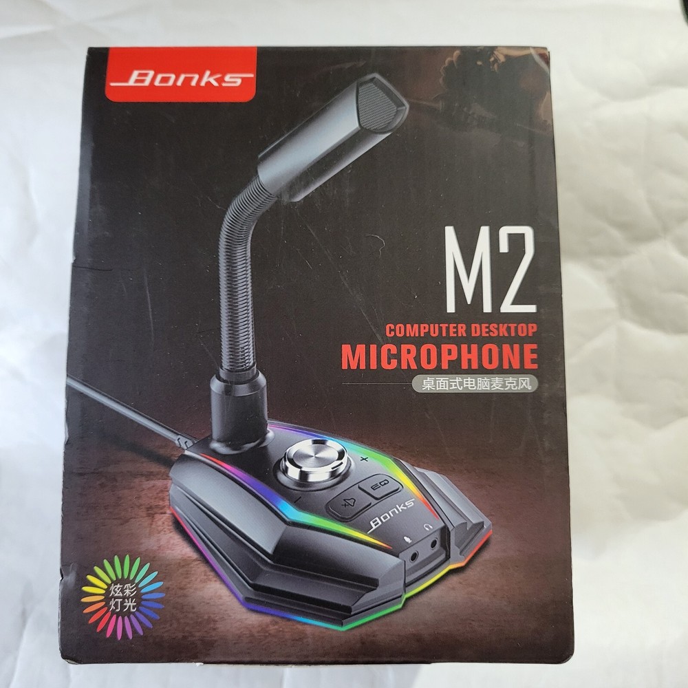 Bonks M2 USB RGB Noise Reduction Computer Desktop Microphone Adjustable
