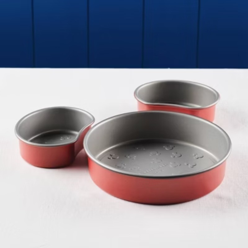 Mickey Mouse Head 3pc Nonstick Bakeware Set Red