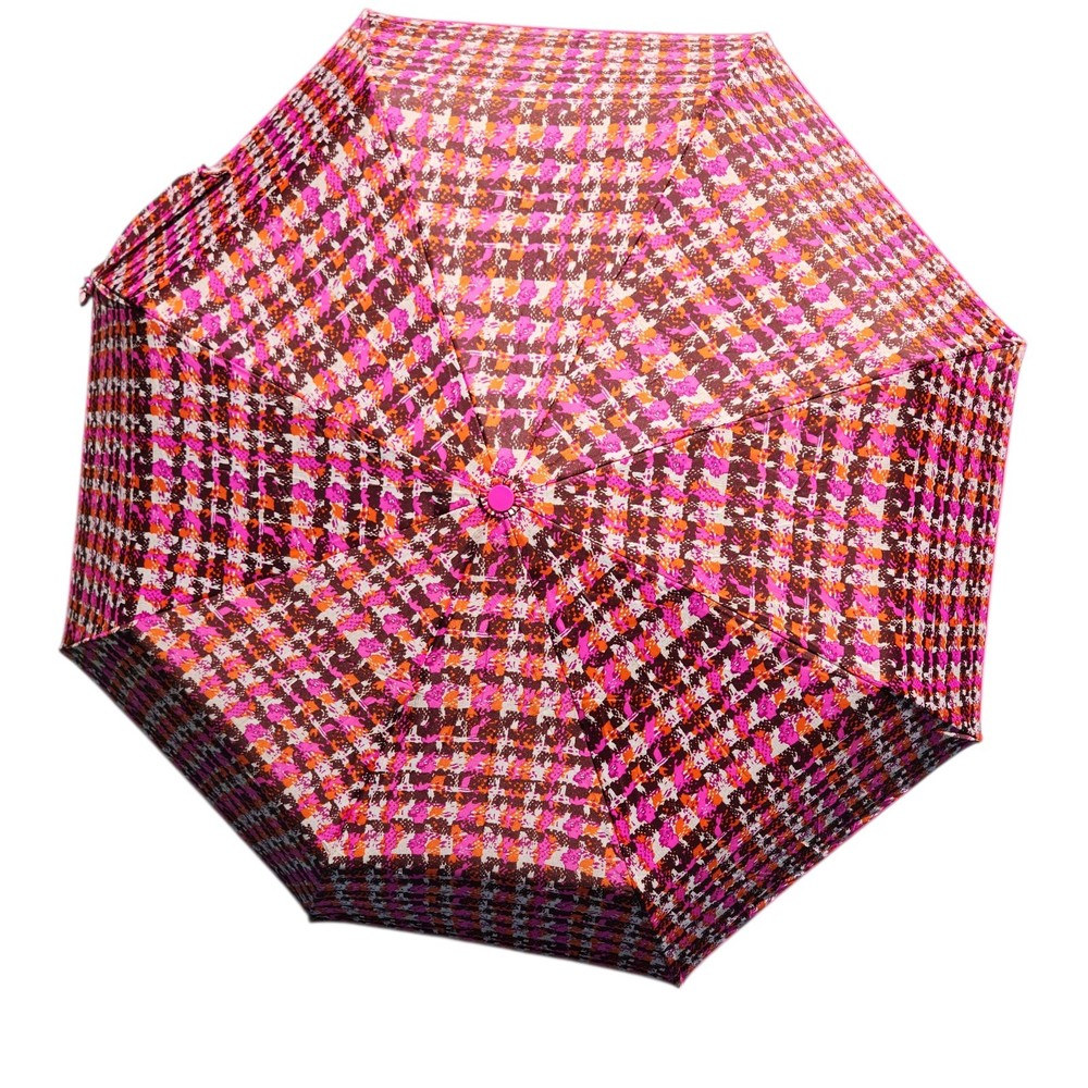 Vera Bradley Compact Umbrella Pink Houndstooth Pattern Automatic Release