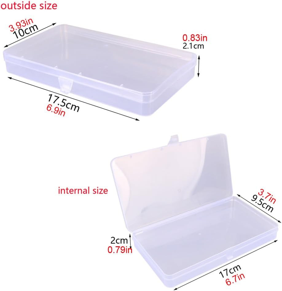 4 Pcs Clear Plastic Storage Box, Rectangular Containers Case with Lid, for Pills