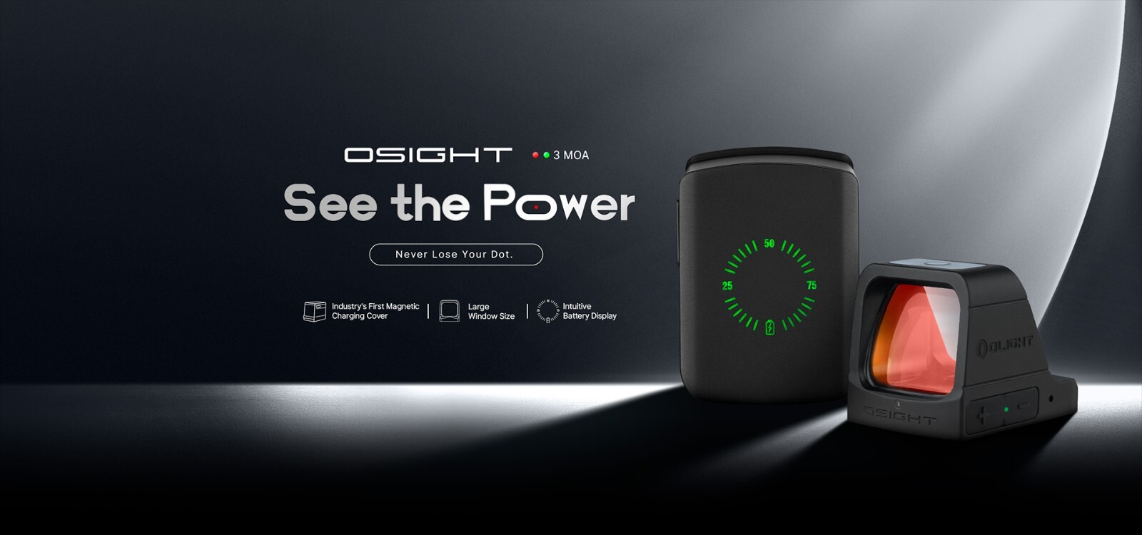 Olight Osight Red - See the Power, 3 MOA, 1st Magnetic Charging Cover