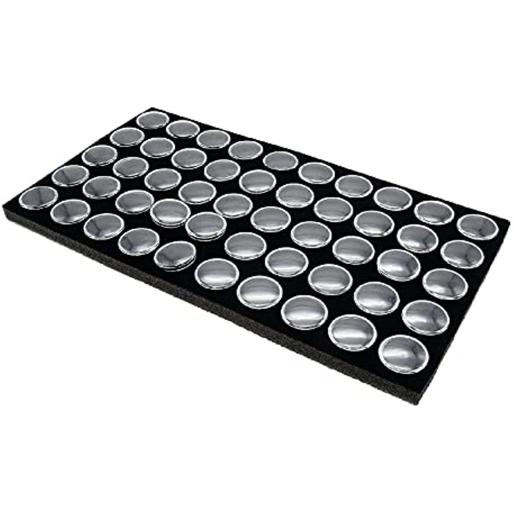 RJ Displays 50 Black Gem & Coin Jars Insert with Stackable Black Plastic Display