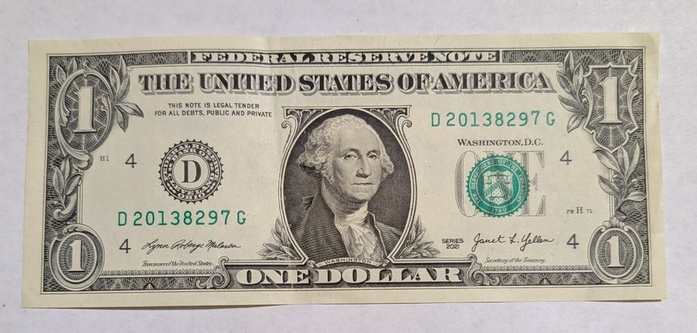 Gas Pump/Odometer Error 2021 One Dollar Bill