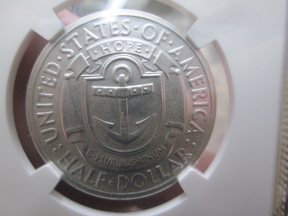 1936 RHODE ISLAND COMMORATIVE HALF DOLLAR I NGC UNCIRCULATED CONDITION CLEANED