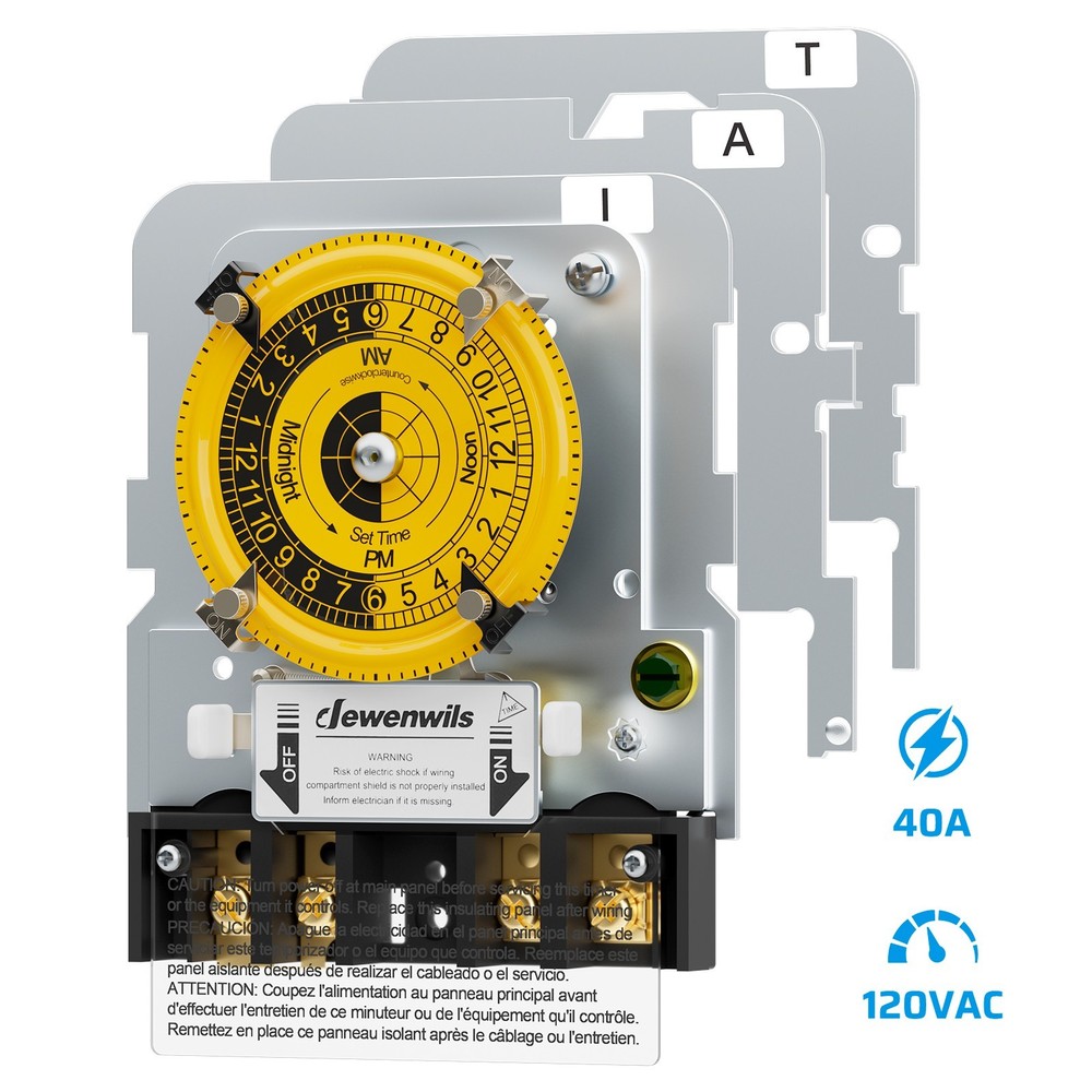 24Hr Mechanical Timer Switch 40A 2HP SPST Pool Pump Replacement Mechanism T104M