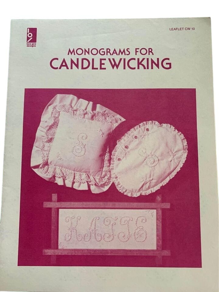 Bee Gee Designs Monograms For Candlewicking Pattern Book 1982 Stitch Crafting