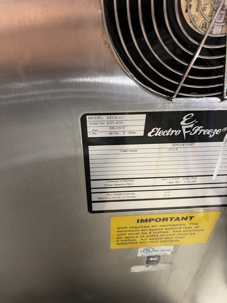 Electro Freeze Batch Freezer RFC3 Machine