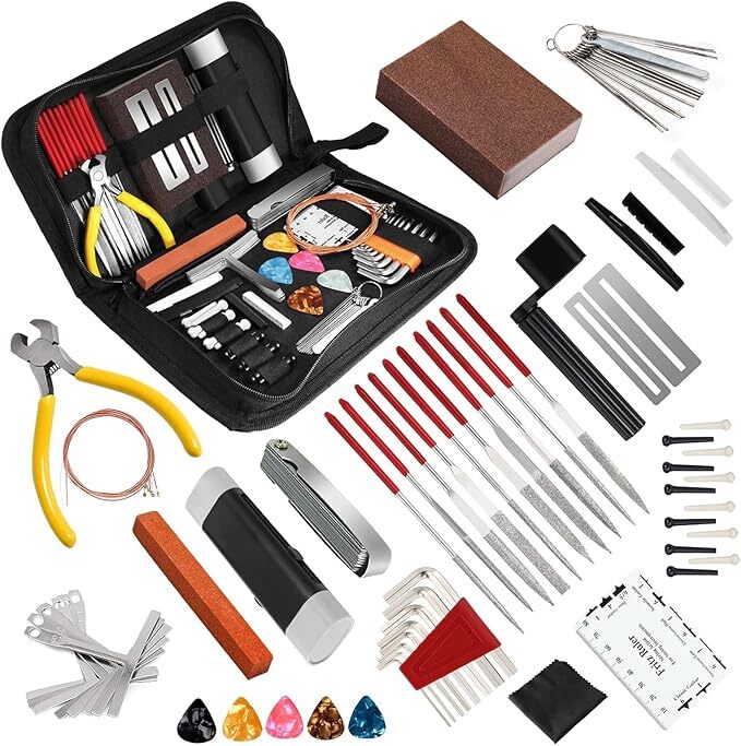 72p Guitar Care Kit Luthier Setup Repair Maintenance Tools Full Set Guitar Tools