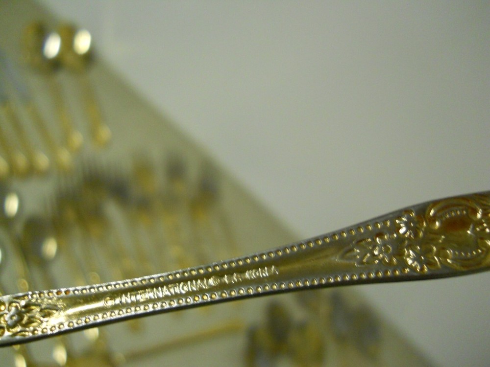 International EP Gold Precious Rose Pattern Flatware Set Replacements 63 PC