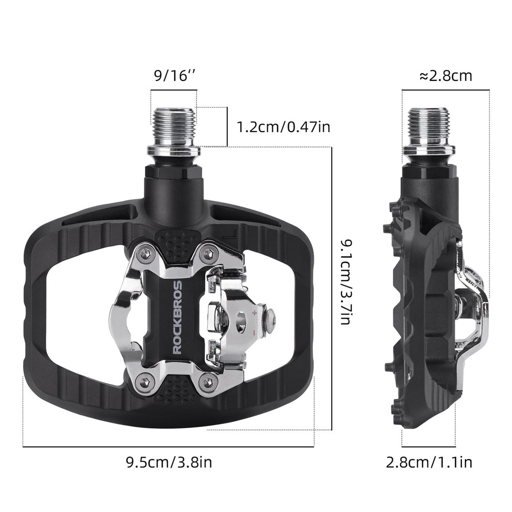 ROCKBROS Mountain Bike Pedals Dual Function Sealed Clipless Flat Platform Com...