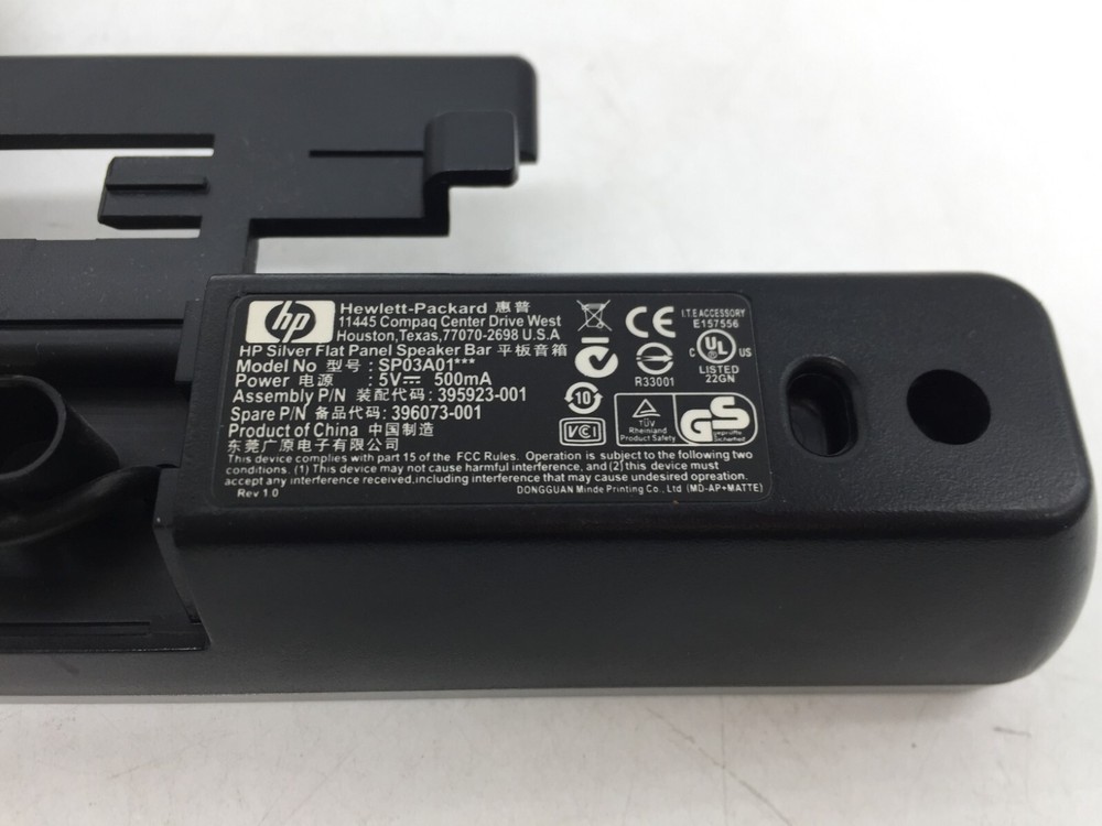 HP Silver Flat Panel Computer Speaker Bar SP03A01 USB Power FREE S/H