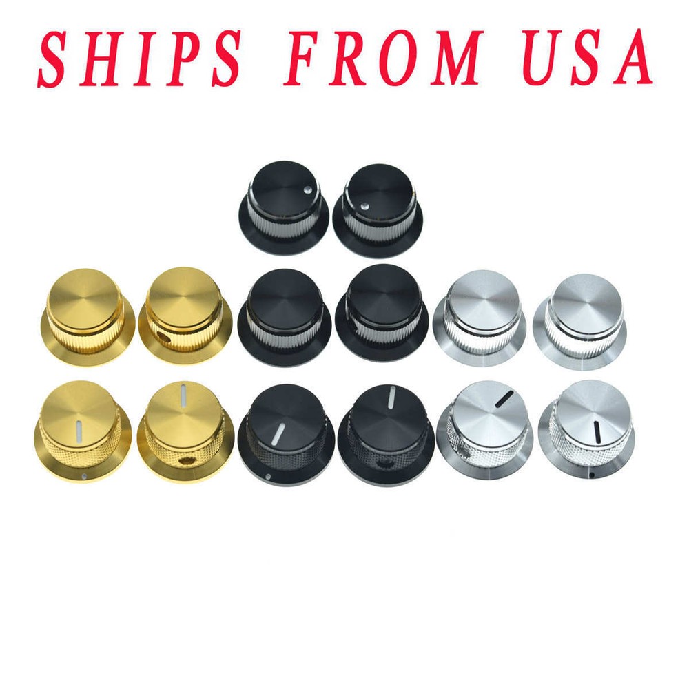 2pcs Metal Aluminium Pot Knobs 1/4" Top Hat Knobs Bell Knobs fits Guitar/Bass