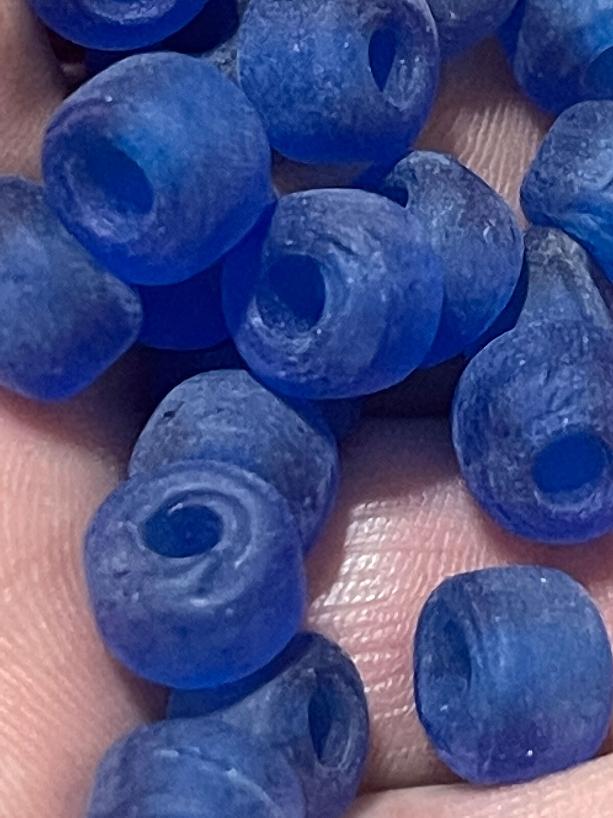 (10) Crow Indian Original Sky Blue Padre Glass Trade Beads Fur Trade Era ++