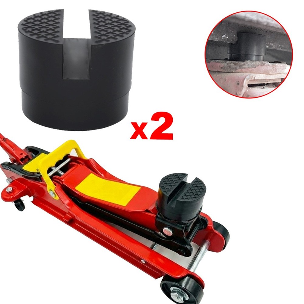 2Pcs Universal Premium Slotted Jack Pad Pinch Weld Frame Rail Adapter Black