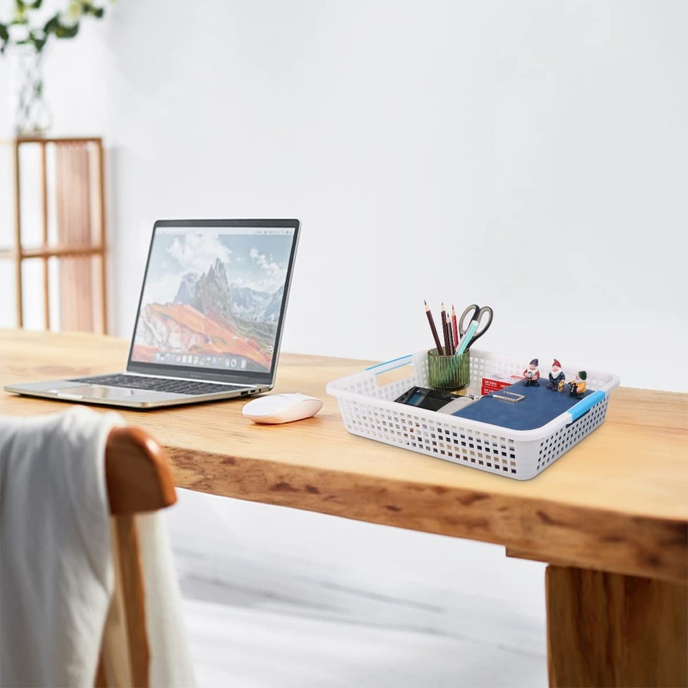 4-Pack Plastic Storage Baskets - Classroom Paper Turn in Trays Stackable for ...