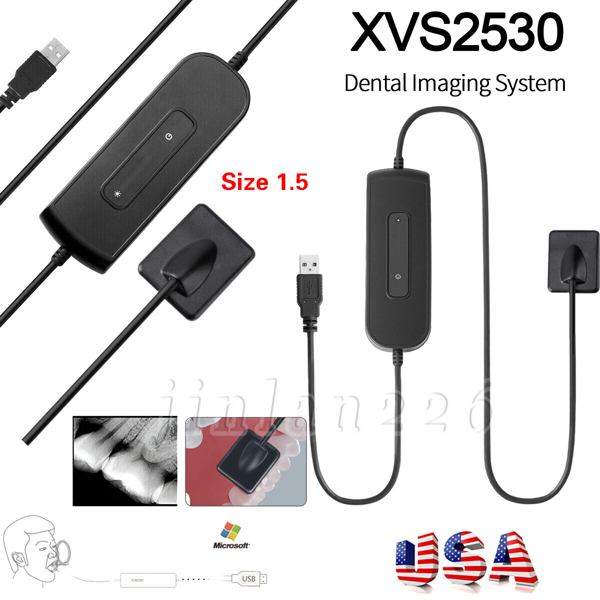 Sensor Dental RVG X-ray Sensor Digital Imaging System 1.5M Holder