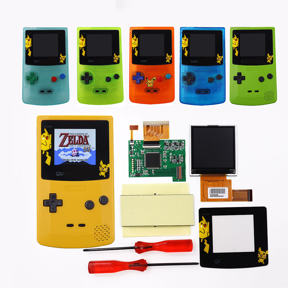 Game Boy GBC High Light Backlight Backlit LCD Screen Kit+Shell No Need Soldering