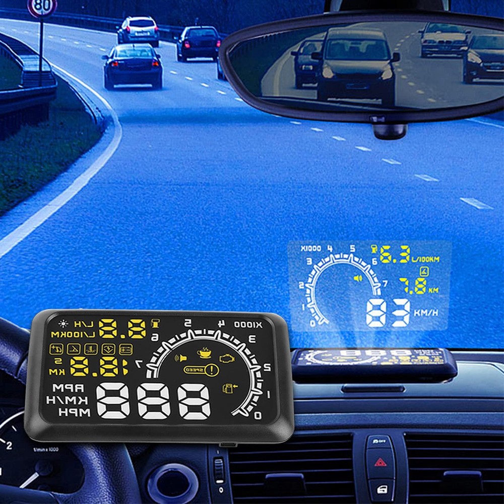 5.5'' HUD Head Display, Windshield Screen Projector Vehicle Speed, Overspeed ...