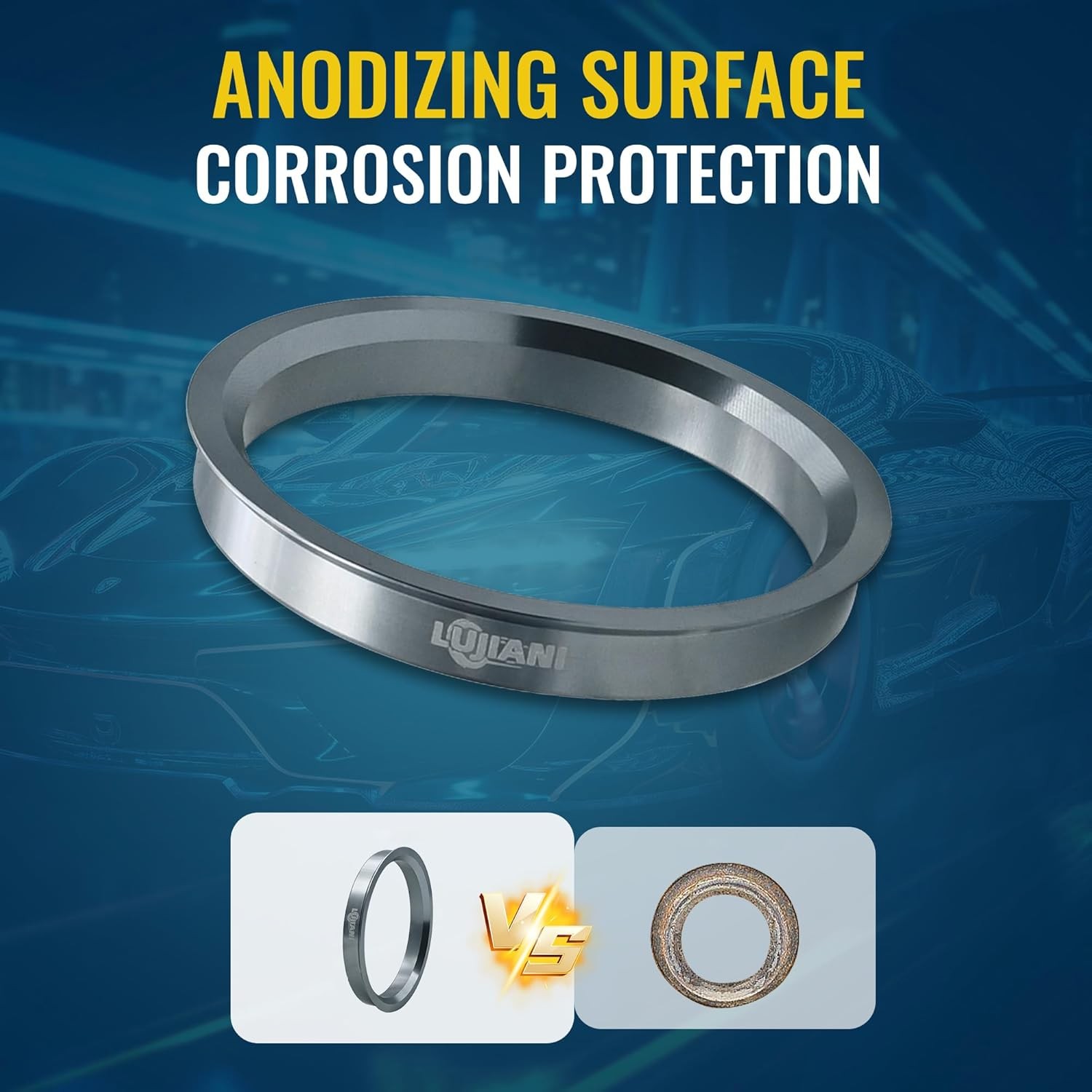 4 Pack Universal Car Hub Centric Ring, 64.1 mm ID to 73.1 mm OD Centerbore, Alum