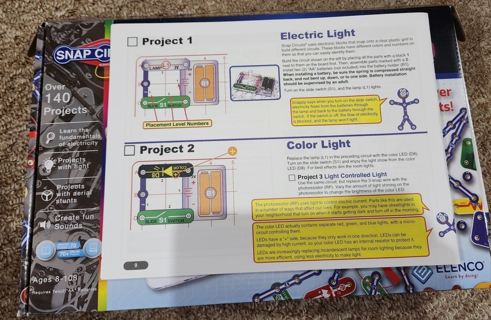 Snap Circuits Elements 140 Electronics Circut Kit - barley used