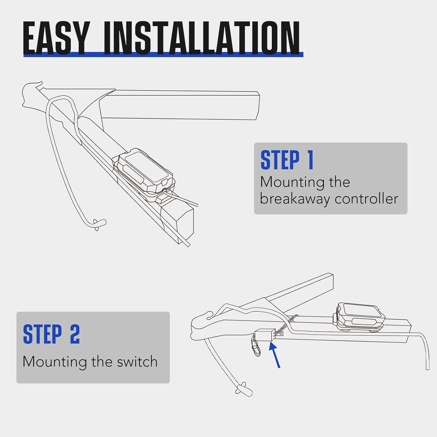 Trailer Breakaway Kit Brake Controller with Switch 12V 3AH LifePO4 Lithium