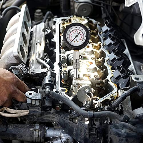 8PCS Compression Tester, Engine Compression Tester kit Professional Plastic red