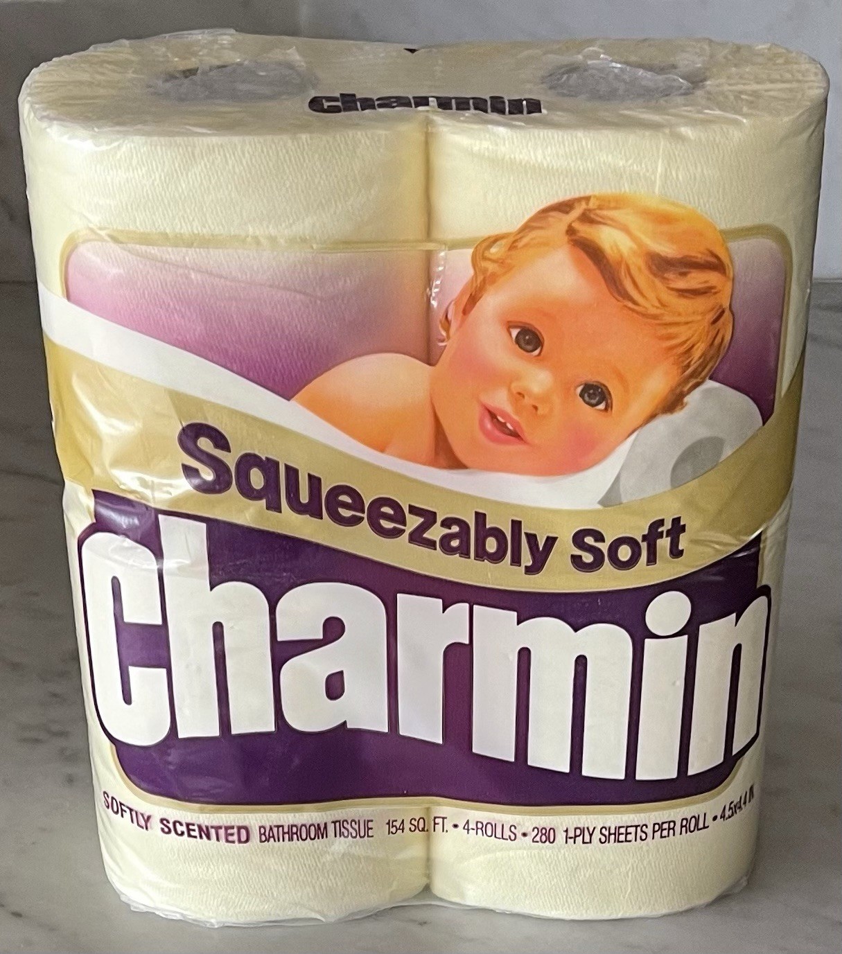 Vintage '80s Charmin Light Yellow Toilet Paper Sealed 4-Pack NOS Prop