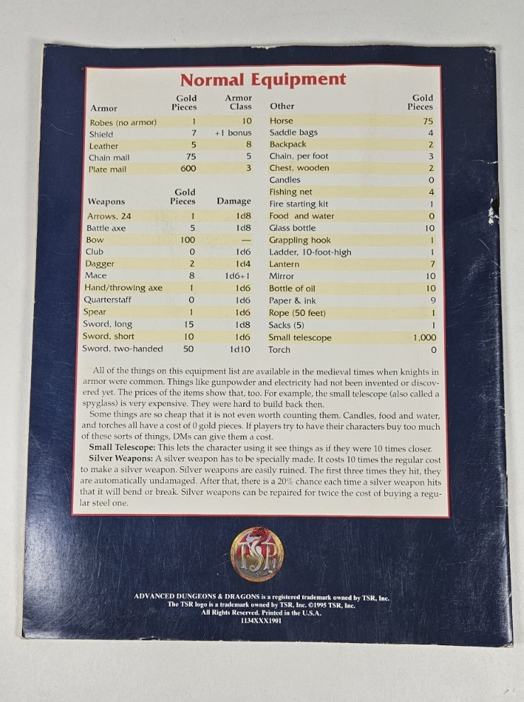 TSR AD&D 2nd Ed Introduction Advanced Dungeons & Dragons Game Player Handbook