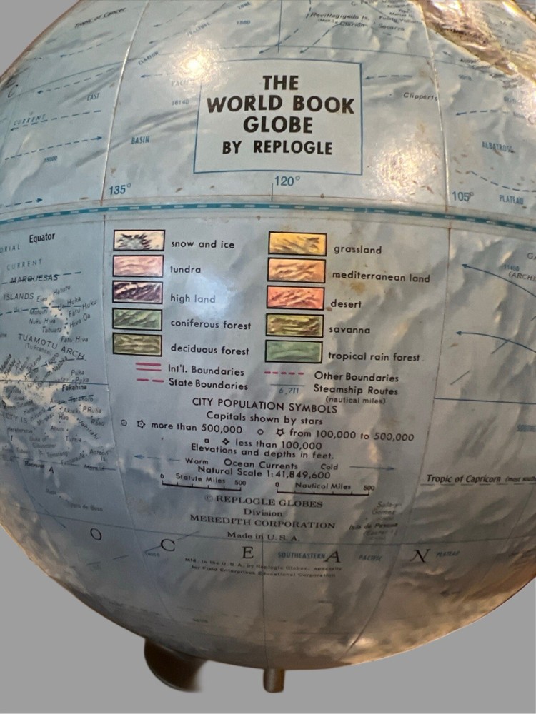 Vintage REPLOGLE 12" World Globe On Stand