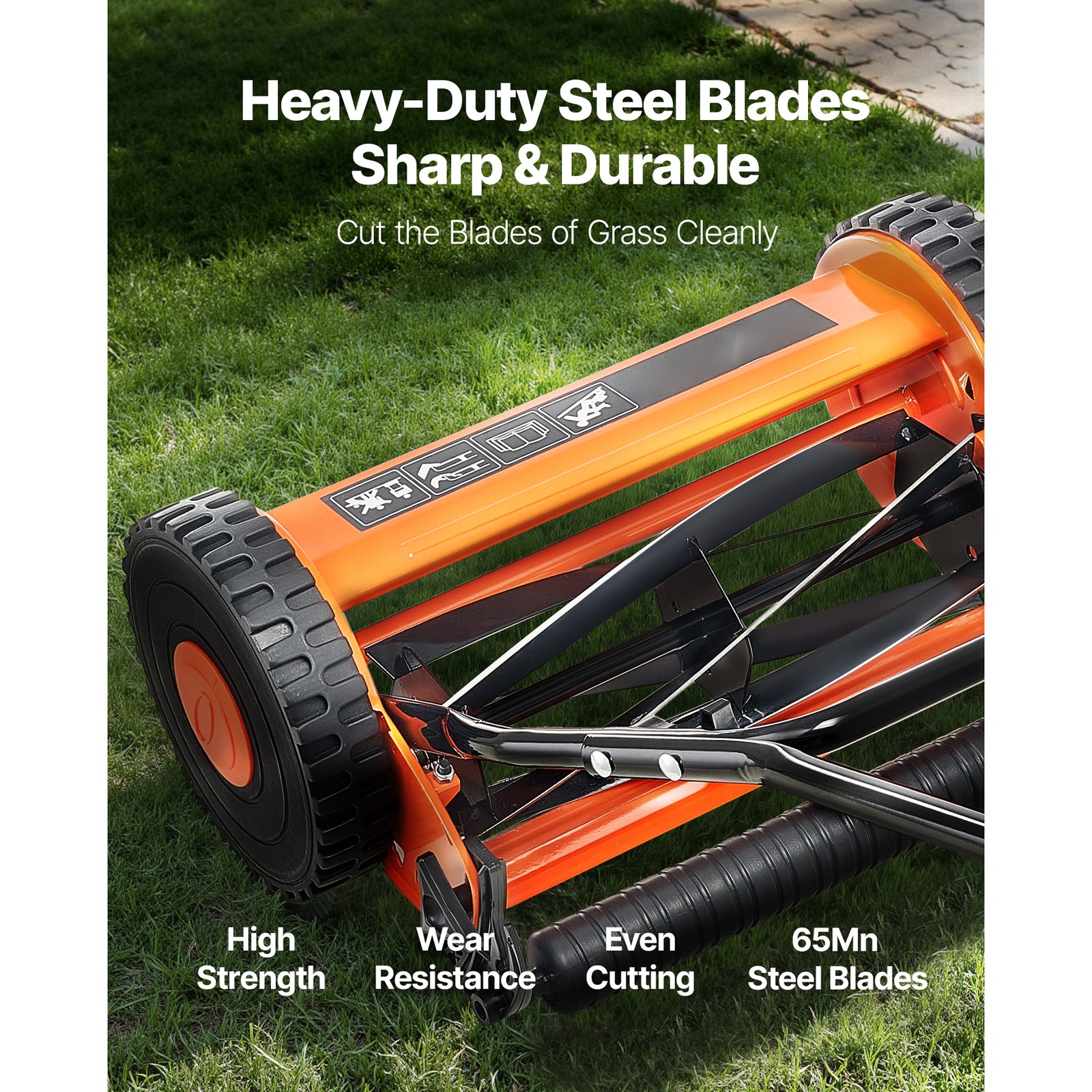 14" Manual Push Reel Lawn Mower 5-Blade Adjustable Height Grass Catcher 2 Wheels