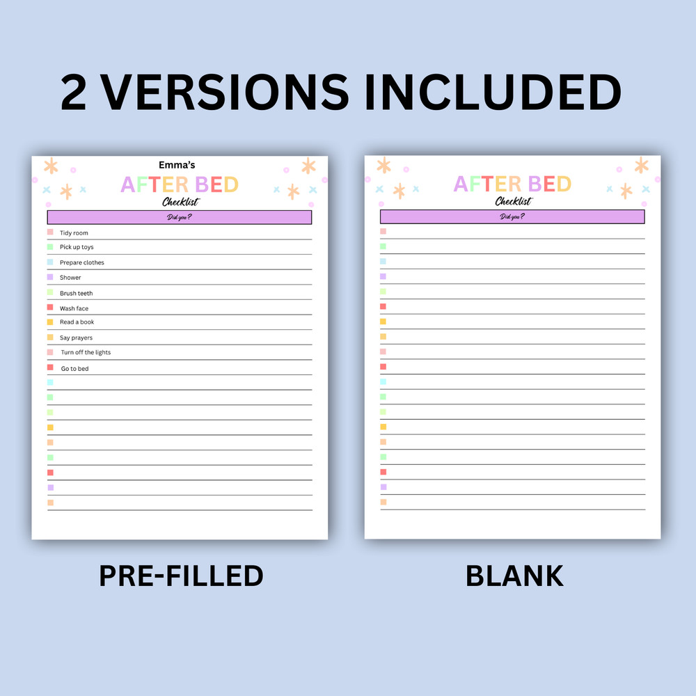 Digital | Before School, After School, After Bed Editable Kids Chores Bundle PDF