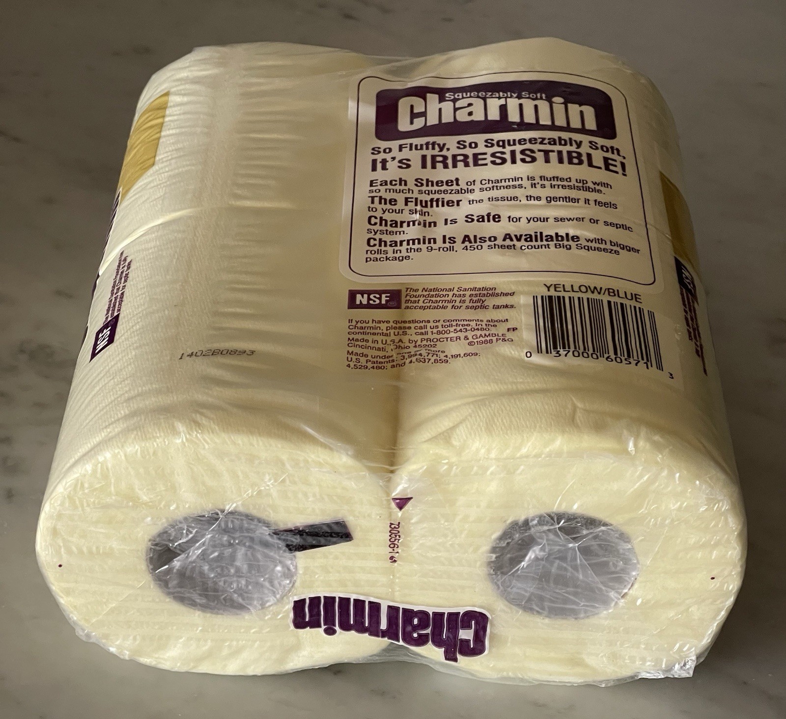 Vintage '80s Charmin Light Yellow Toilet Paper Sealed 4-Pack NOS Prop