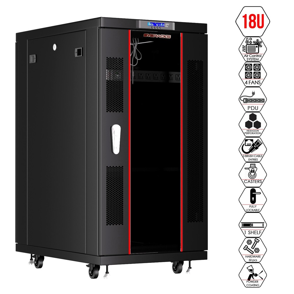Sysracks 18U 39'' Deep IT Network Data Server Rack Cabinet