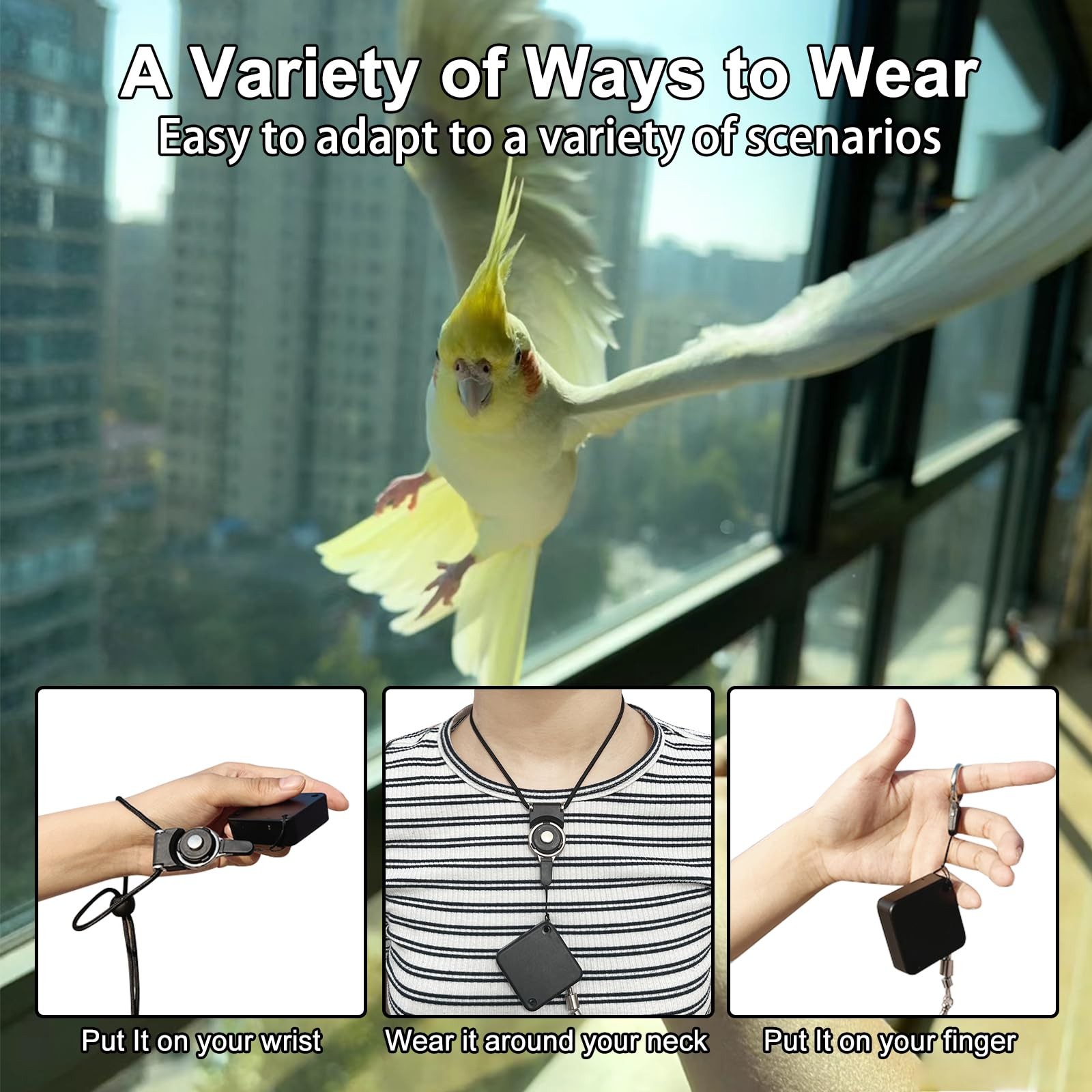 Bird Leash,Bird Harness,Retractable Anti-Bite Parrot Harness,with 3 Different...