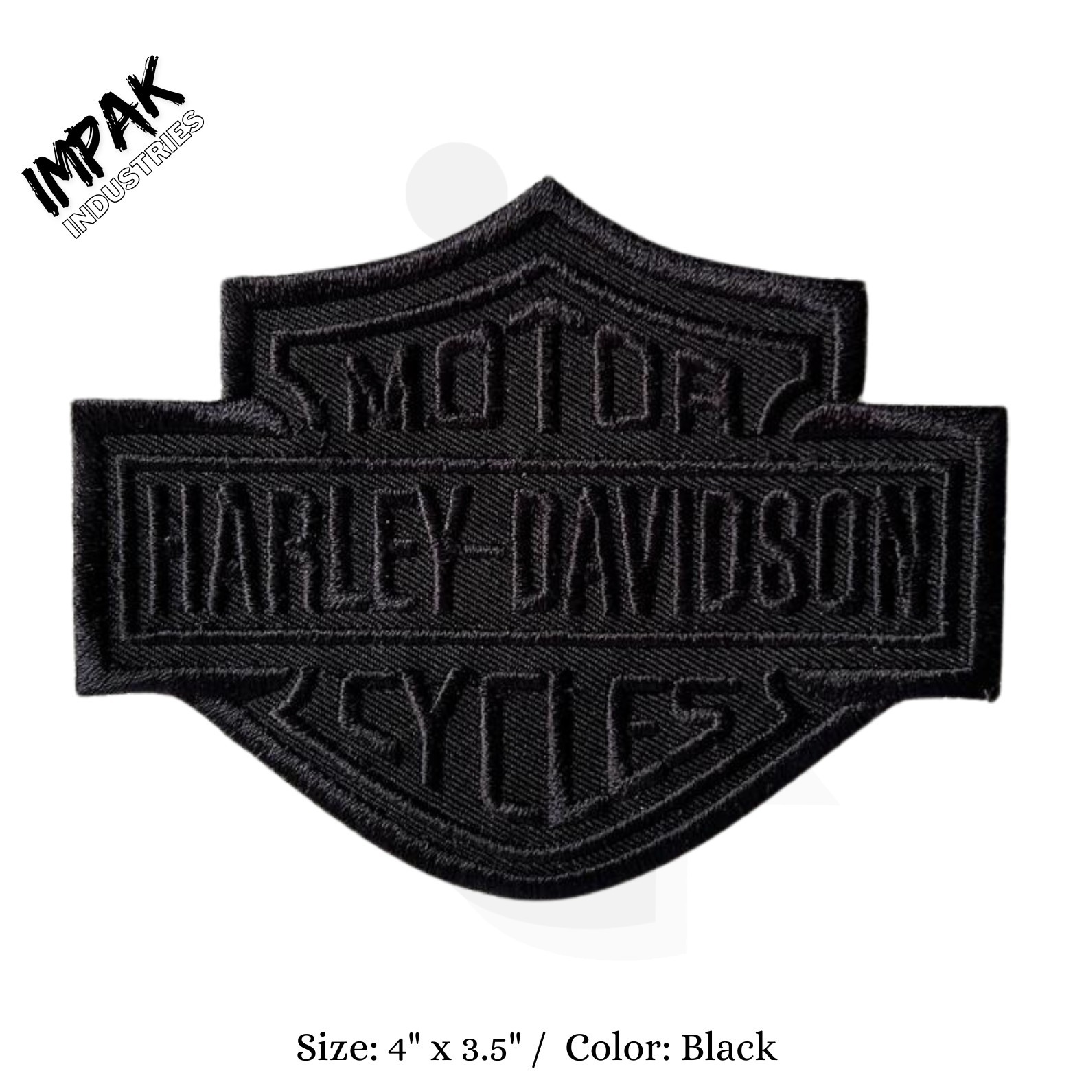 Embroidered Iron On Sew Patch Harley-Davidson Black Bar & Shield 4x3.5 Inches