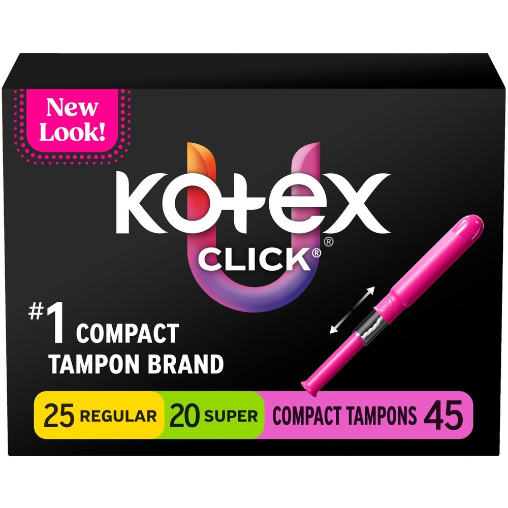 U by Click Compact Multipack Tampons, Regular/Super Absorbency, Unscented, 45...
