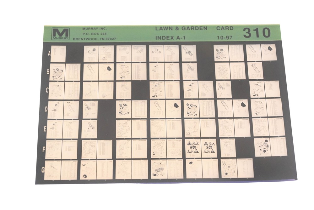 Murray 310 Lawn & Garden Index A-1 Rev:10/97 Microfiche