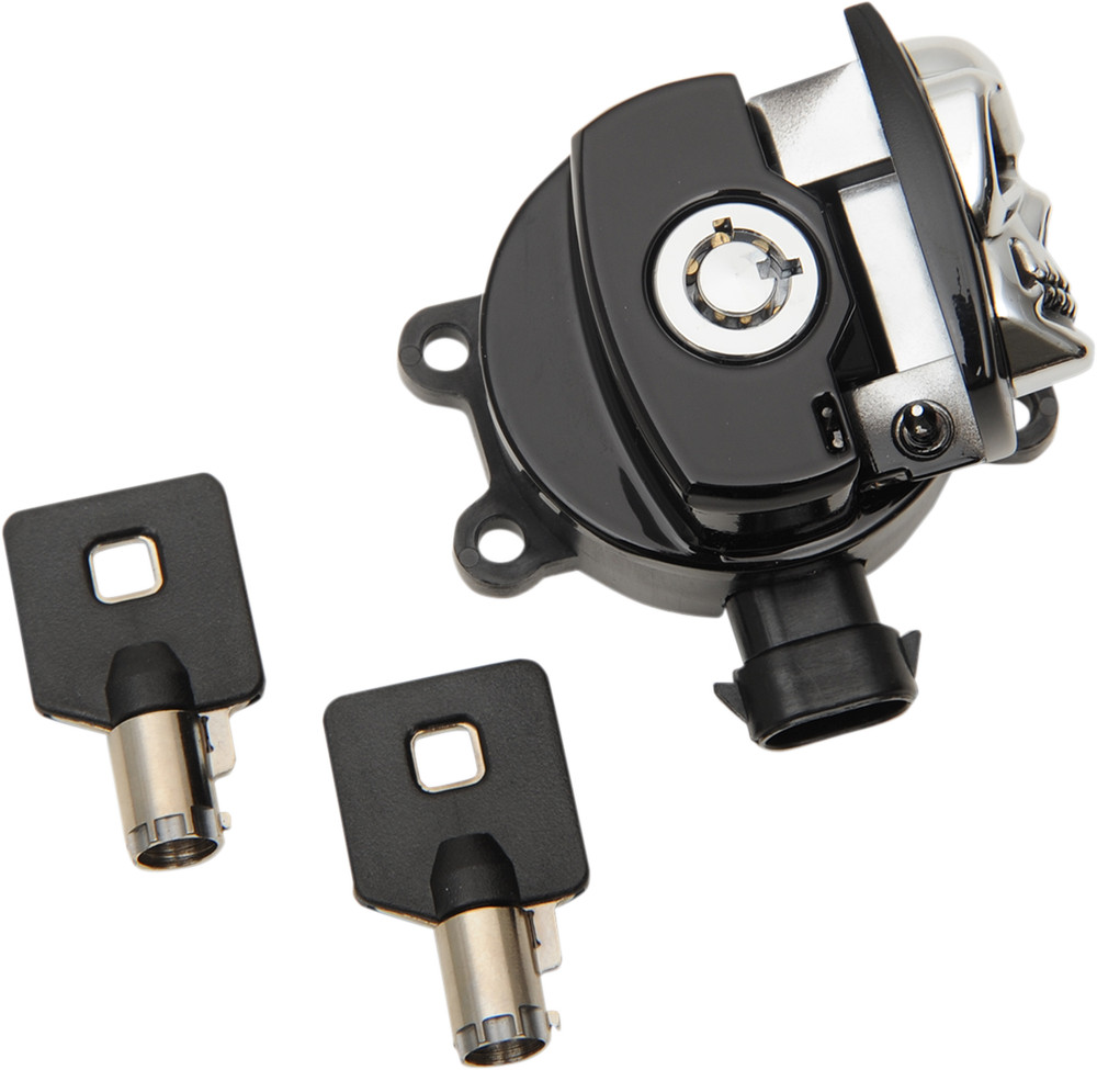 Drag Specialties - E21-0214GBSKD - Ignition Switch - Skull - Black