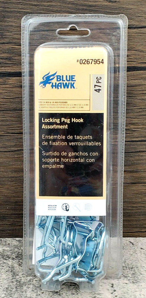Blue Hawk 47 Pcs Pegboard Hook & Hanger set Peg Board Mount Assortment New!