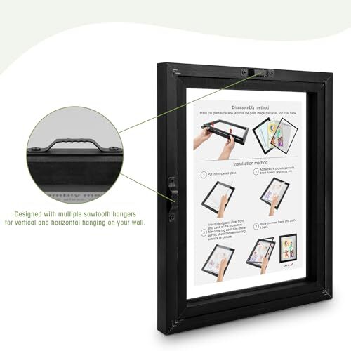 Solid Wood Floating Picture Frame Pressed Flower Frame with Hanging Hardware