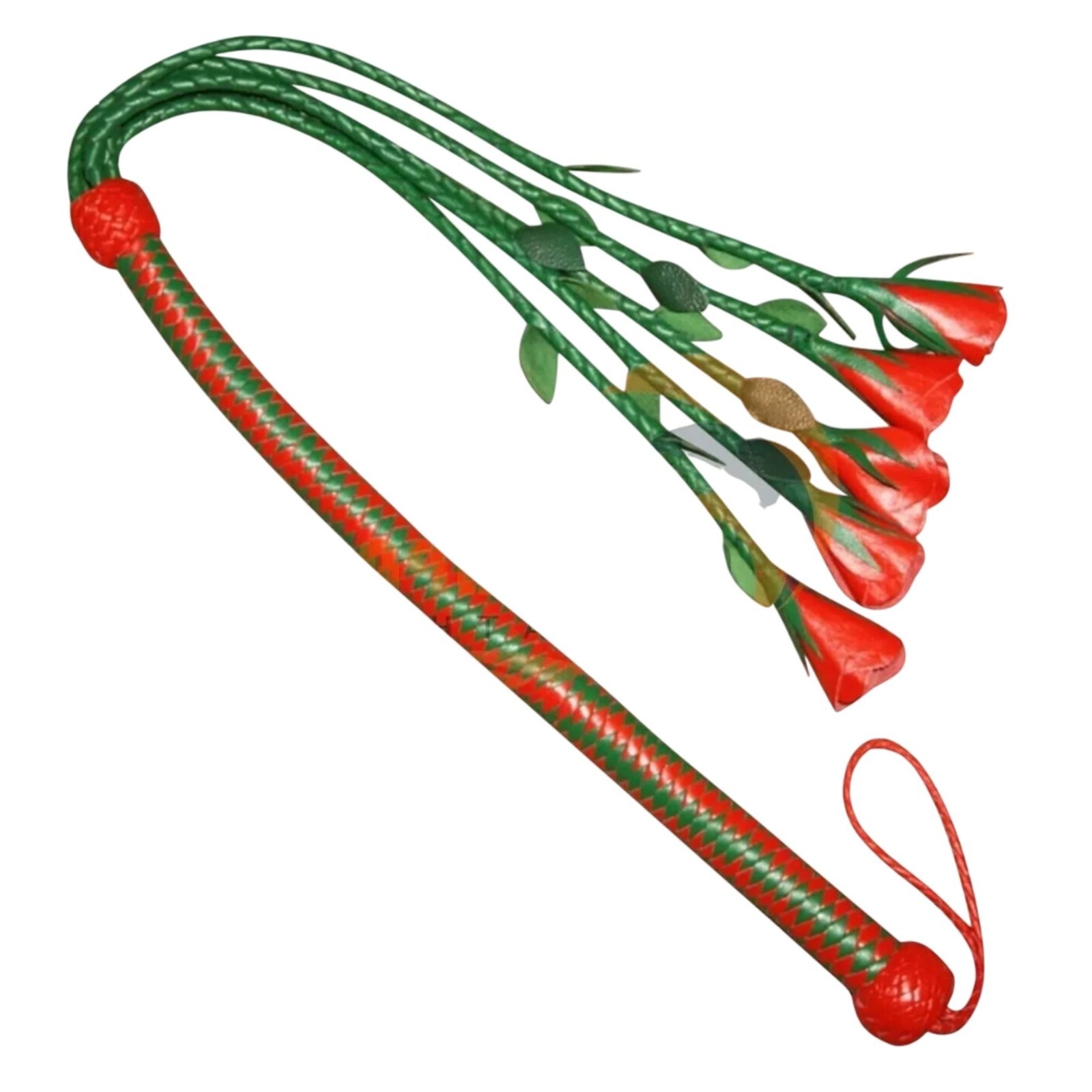 Genuine Cowhide Leather Flogger Whip 05 Falls BDSM Roleplay Adult Toy Handle