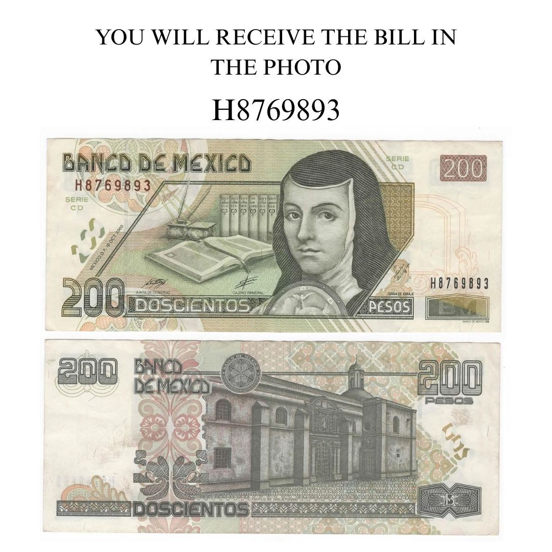 200 PESOS MEXICO BILL  CIRCULATED 2000 JUANA DE ASBAJE SOR JUANA H8769893